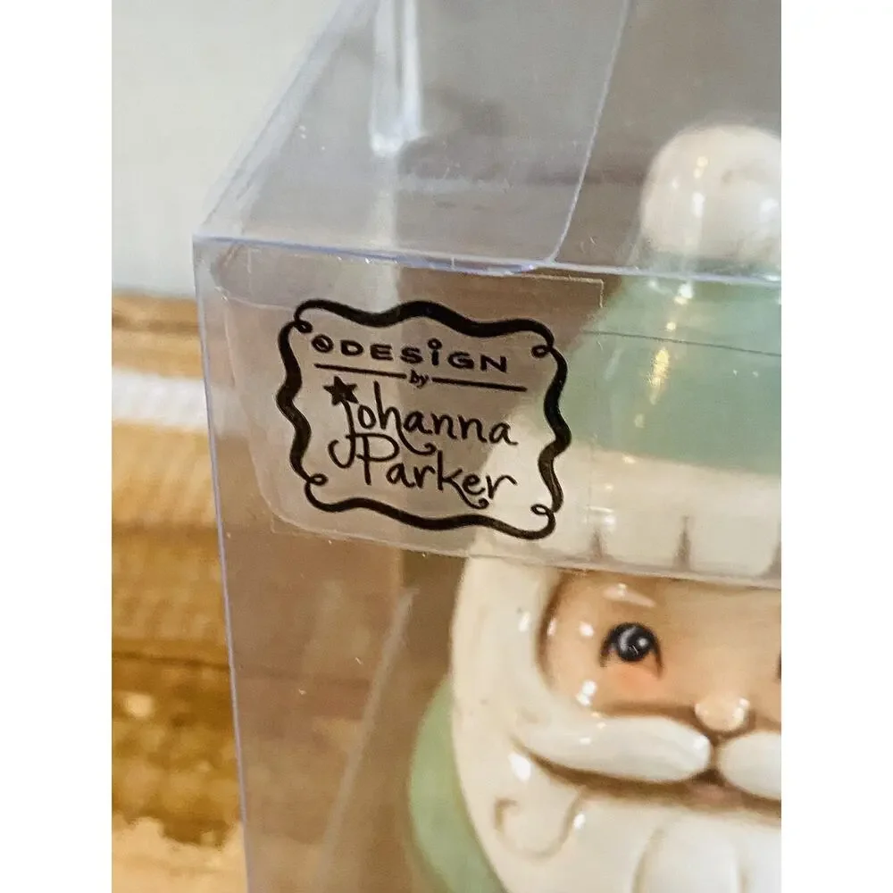 New Johanna Parker Santa Mrs Claus Salt Pepper Shakers Pastel Christmas Box